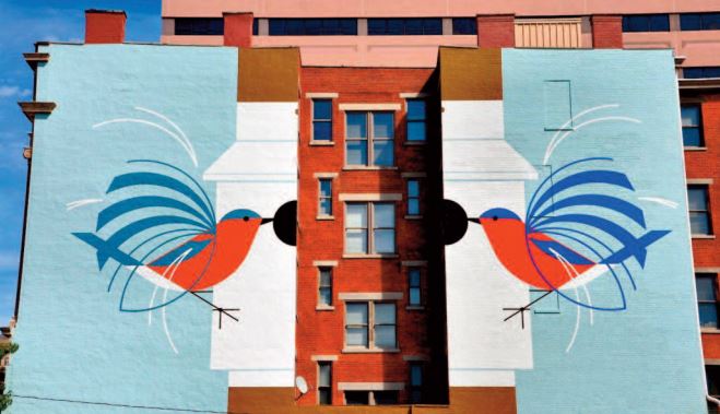 Il murales “Homecoming (Blue Birds)”